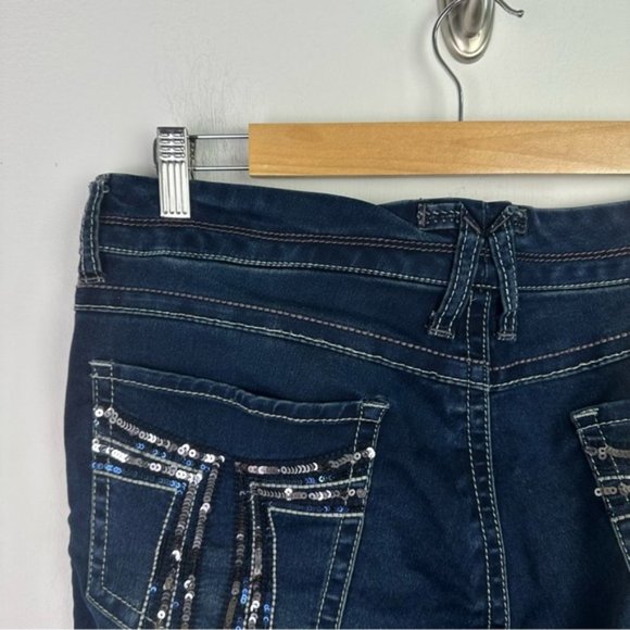 SEVEN7 Rocker Slim Bootcut Embellished Jeans 14 - Picture 5 of 12